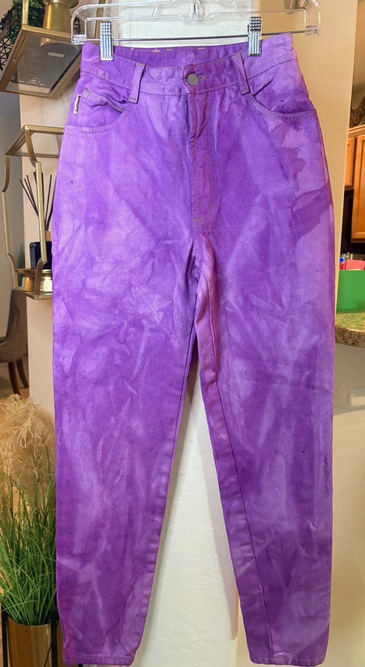 BONGO Vintage 80's High Rise Tie-Dye Purple Straight Leg Jeans Size 3 (0-2)